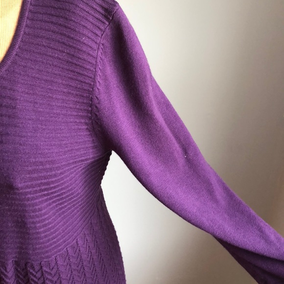 New Directions Purple Sweater Knit Dress 3/4 Sleev - Picture 6 of 9
